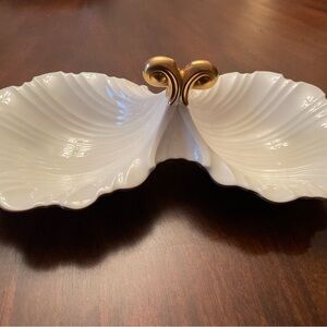 Mikasa Ivory Bone China Double Server with Gold Accent Handle